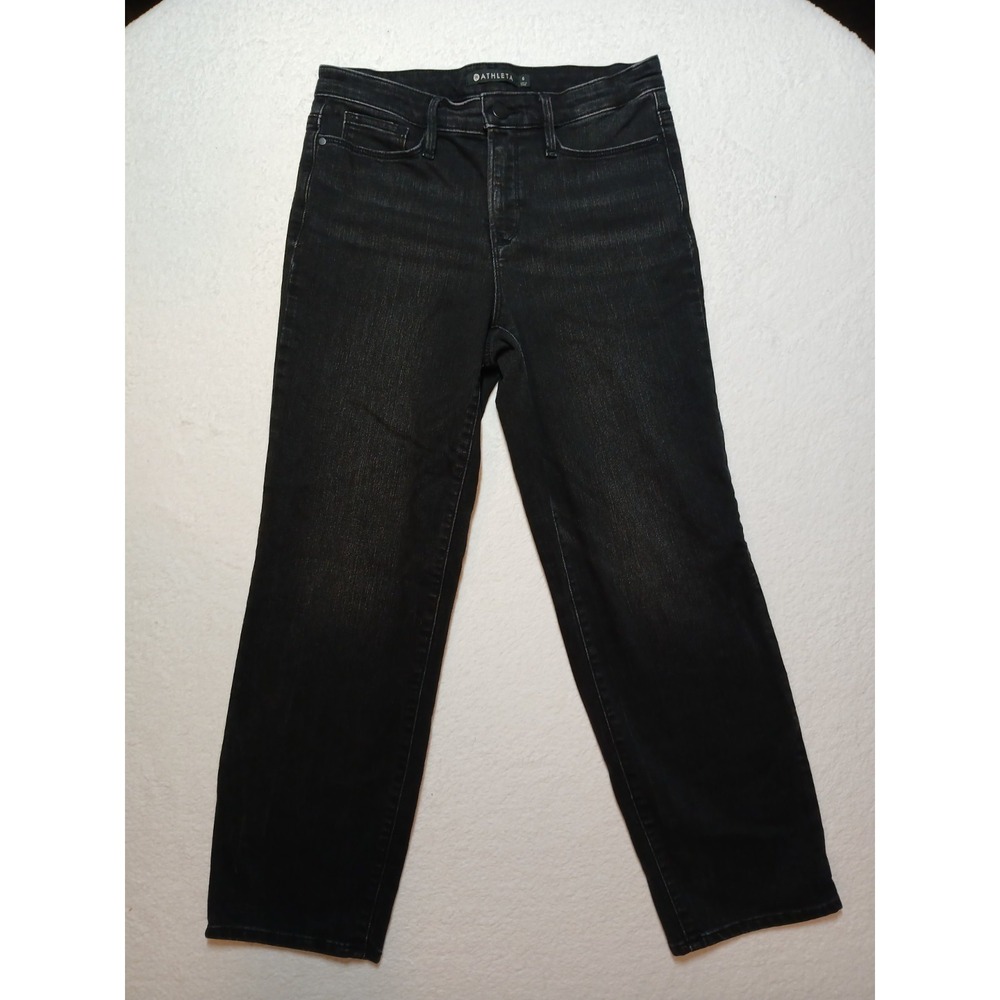 Athleta Ankle Jeans Womens‎ Size 6 Black Denim Zip 28x27 Mid Rise